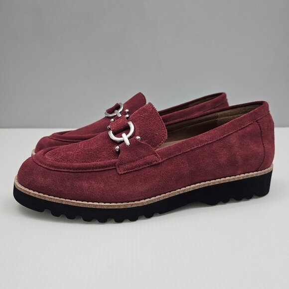 NEW Donald Pliner Clio Loafer Womens 9 Cranberry Red Suede Moc Toe Fall Casual - Picture 14 of 14